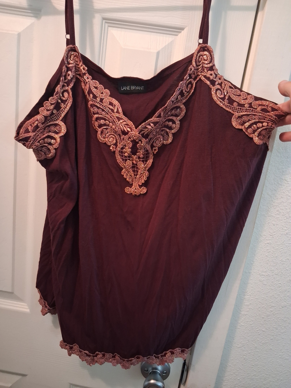 Lane Bryant Burgundy Camisole with Rose-Gold Lace
